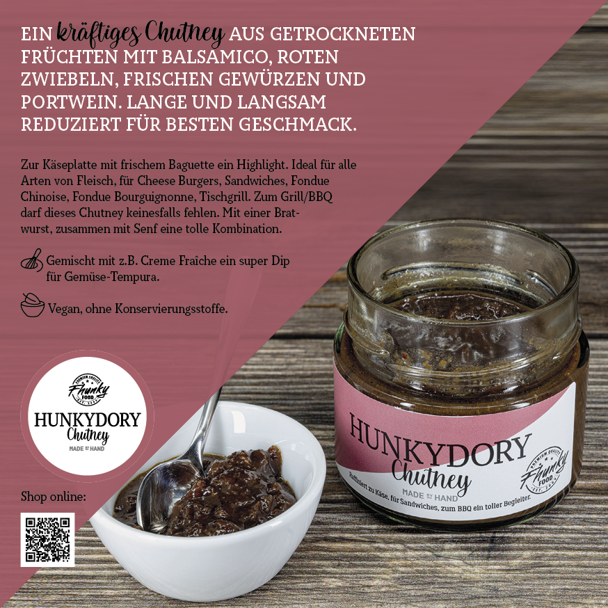 Fhunky Food Hunkydory Chutney - Premium Frucht-Chutney mit ausgewogener süß-saurer Balance